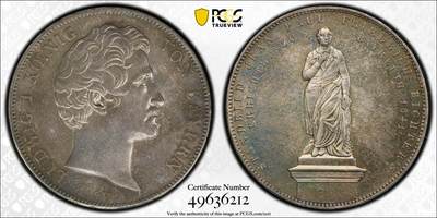 万国钱币拍卖第049期（万国夏季大拍） - PCGS UNCD 1841年德国巴伐利亚路德维希一世纪念让-保罗·弗里德里希·里希特雕像落成2泰 历史泰勒名品欧陆超炫七彩包浆 没分可惜 