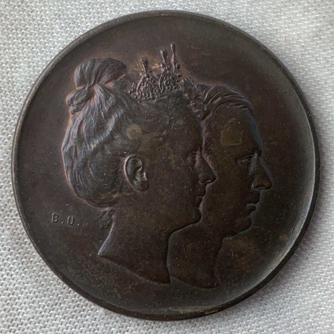掌中浮雕-藏着的欧洲第031场 1903年荷兰威廉明娜女王小铜章，32mm