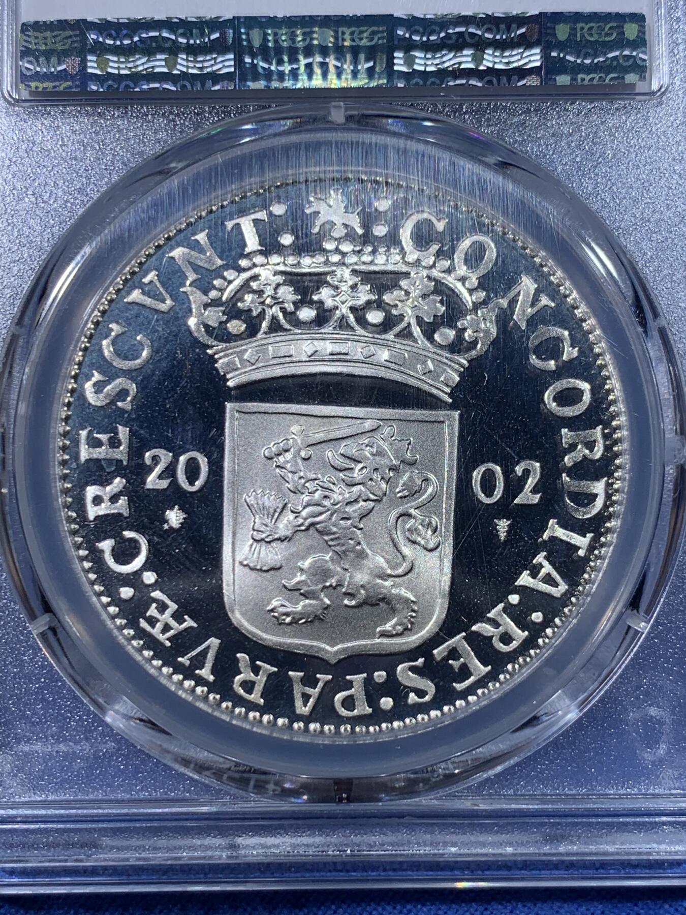 《竞宝斋》第398场 周日，周一，2场连拍 （全场包邮） PCGS-PR68DCAM 荷兰2002年海尔德兰站人武士1杜卡特银币