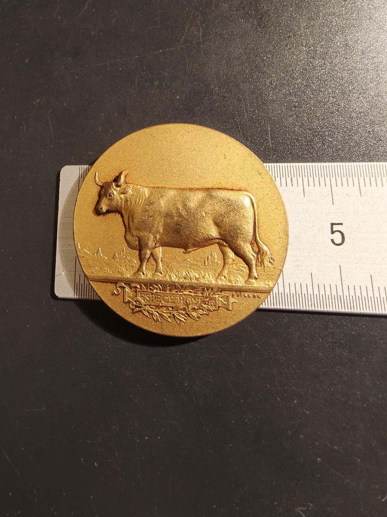 老王徽章第133期 法国农业镀金大铜章    1930年    直径42mm   重量29.5g