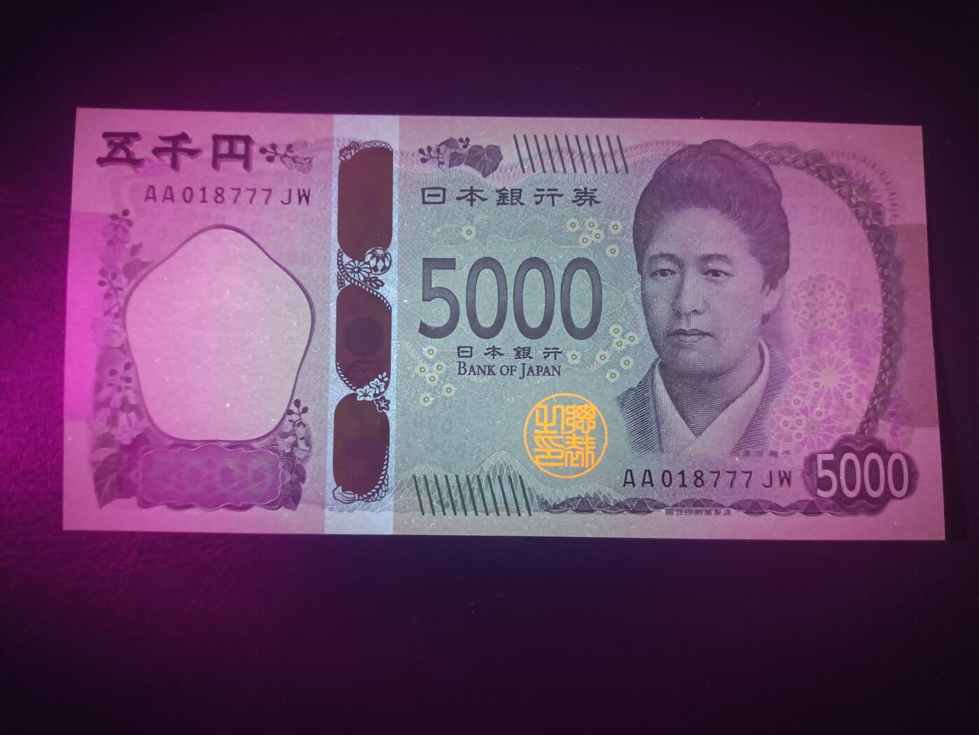 2025七月第一期（总第183期） 日本2024版5000円UNC首冠AA豹子号777，津田梅子和紫藤花