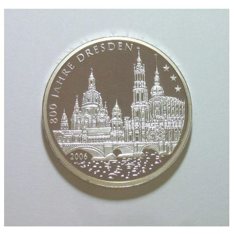 德国2006年 德累斯顿大教堂+州徽+鹰徽高浮雕精制镀银章 36MM