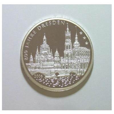 德国2006年 德累斯顿大教堂+州徽+鹰徽高浮雕精制镀银章 36MM - 德国2006年 德累斯顿大教堂+州徽+鹰徽高浮雕精制镀银章 36MM