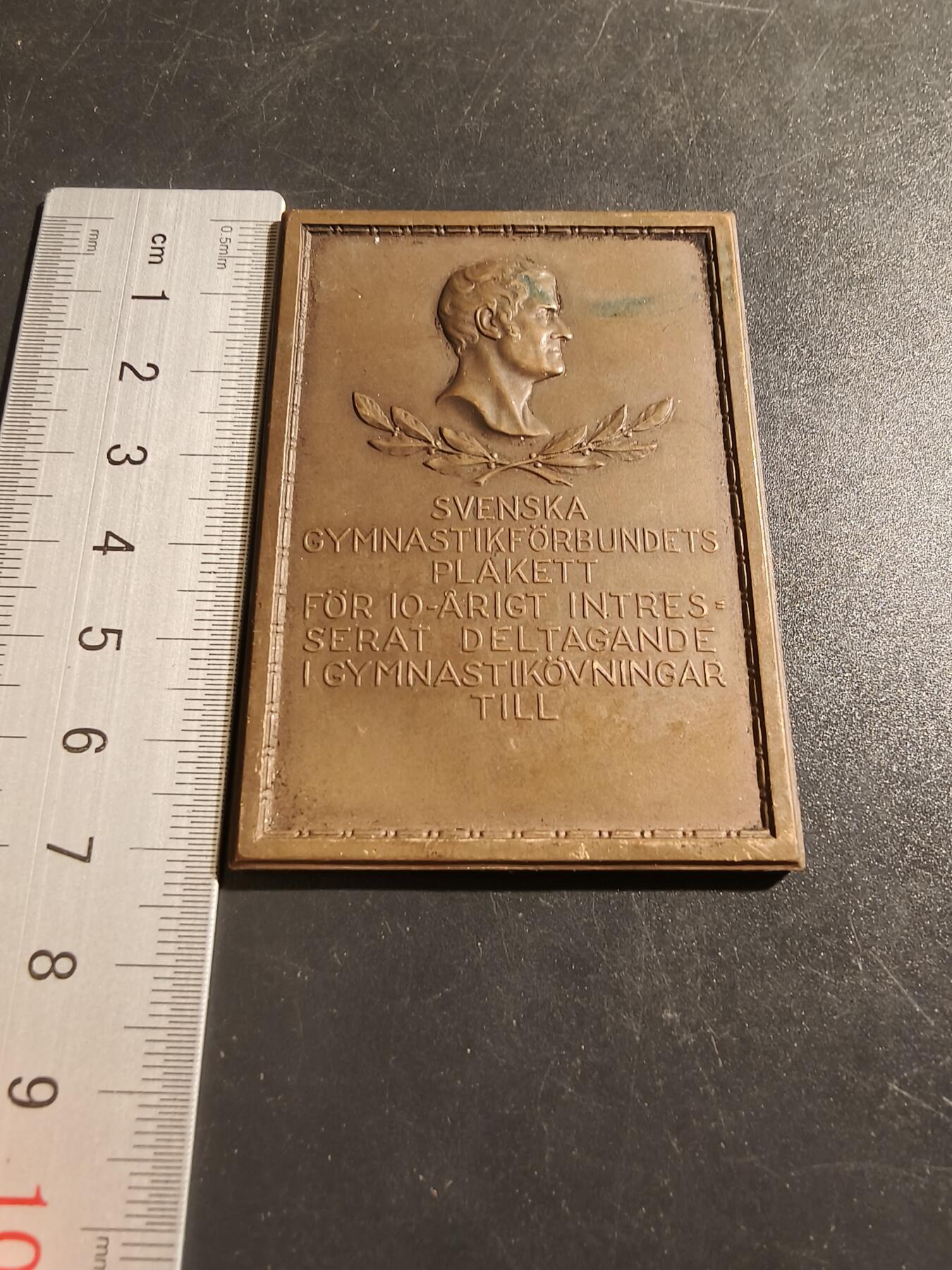 老王徽章第133期 瑞典体操协会方形大铜章    尺寸73×52mm   重量91.2g