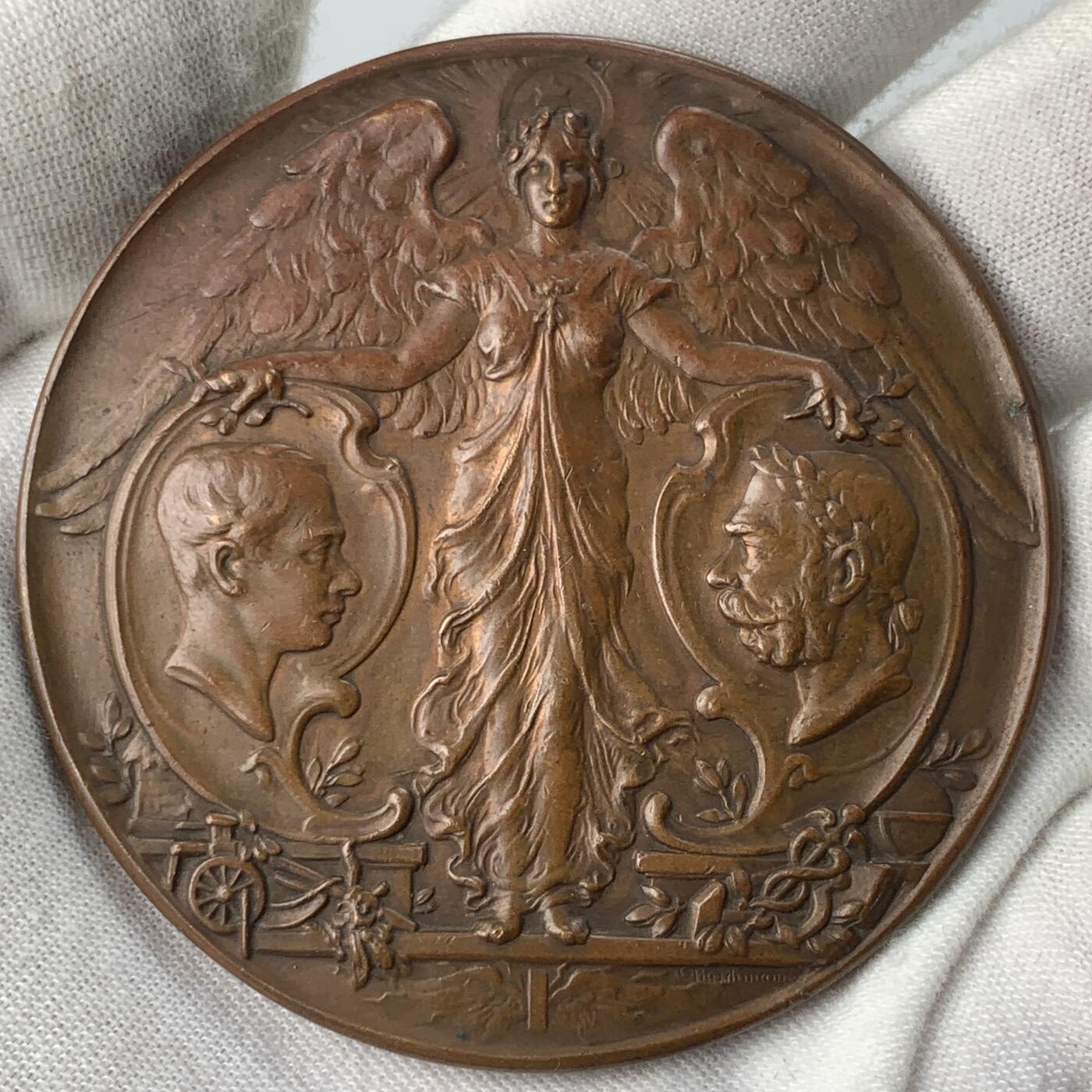 掌中浮雕-藏着的欧洲第031场 1898年奥地利弗朗茨登基50周年纪念铜章，63mm