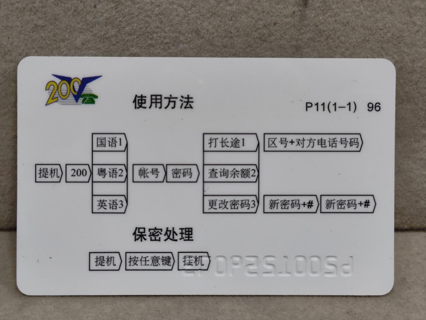 电话卡第三期 广东省邮电管理局200卡96 P11， 黄包车