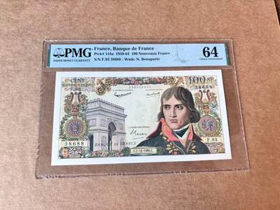 【Blue Auction】第692期——法国纸币专场Part II (Pre 1965) - 【88尾无47】法国 1960年100新法郎 拿破仑 PMG64 设计精美 