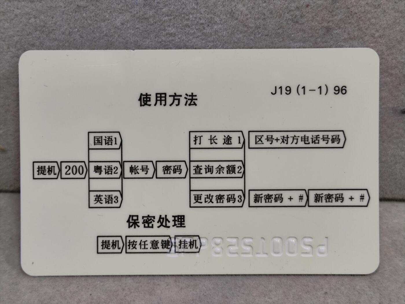 电话卡第三期 广东省邮电管理局200卡96 J19， 中国古代诗人-李白
