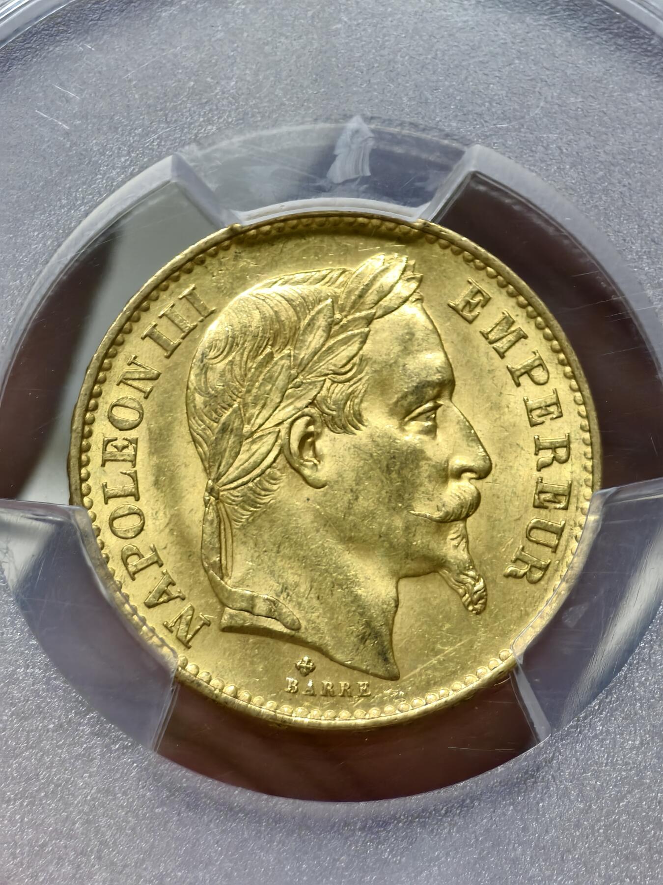 PCGS-MS64法国1869年拿破仑三世20法郎金币