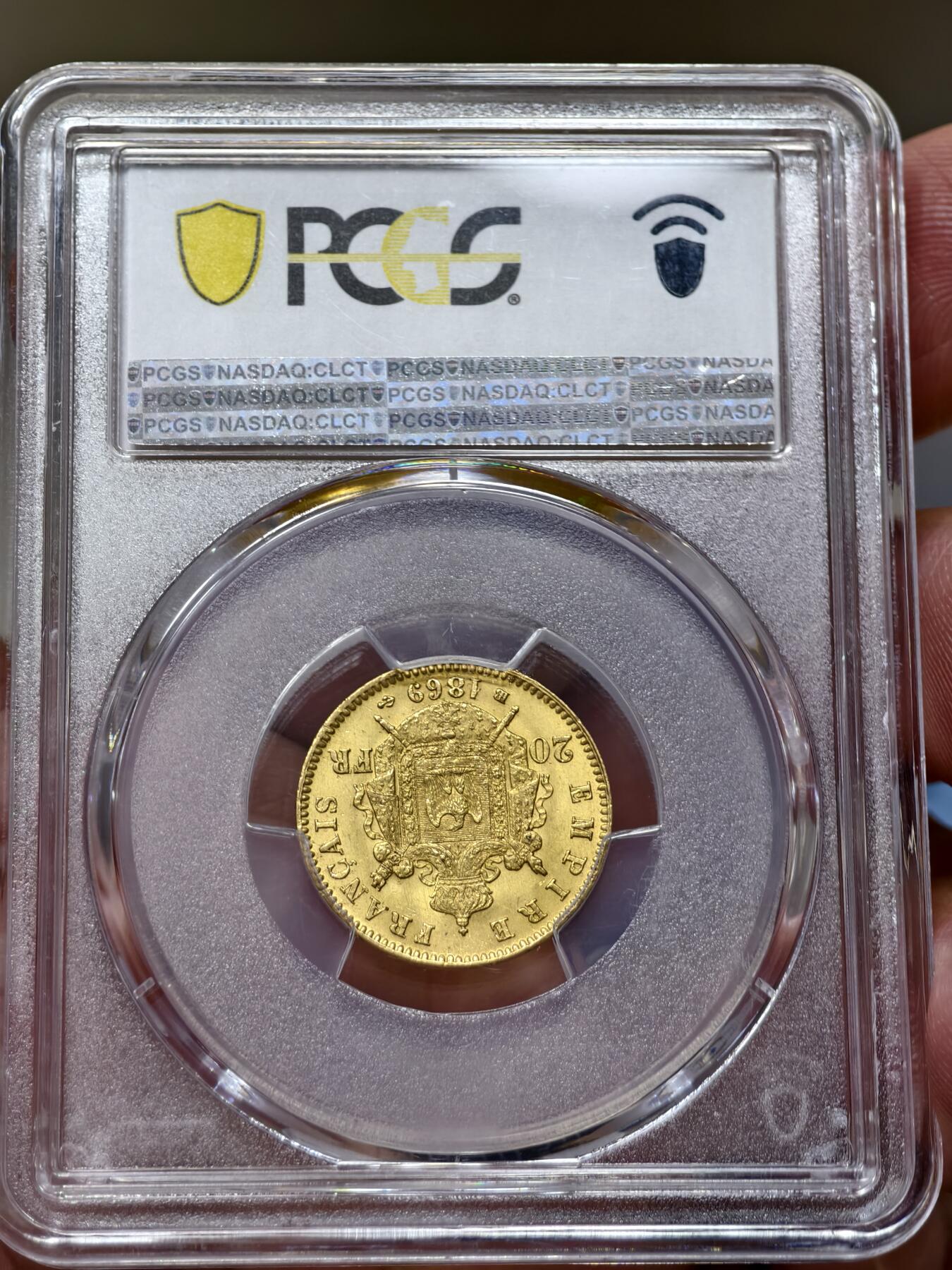 PCGS-MS64法国1869年拿破仑三世20法郎金币