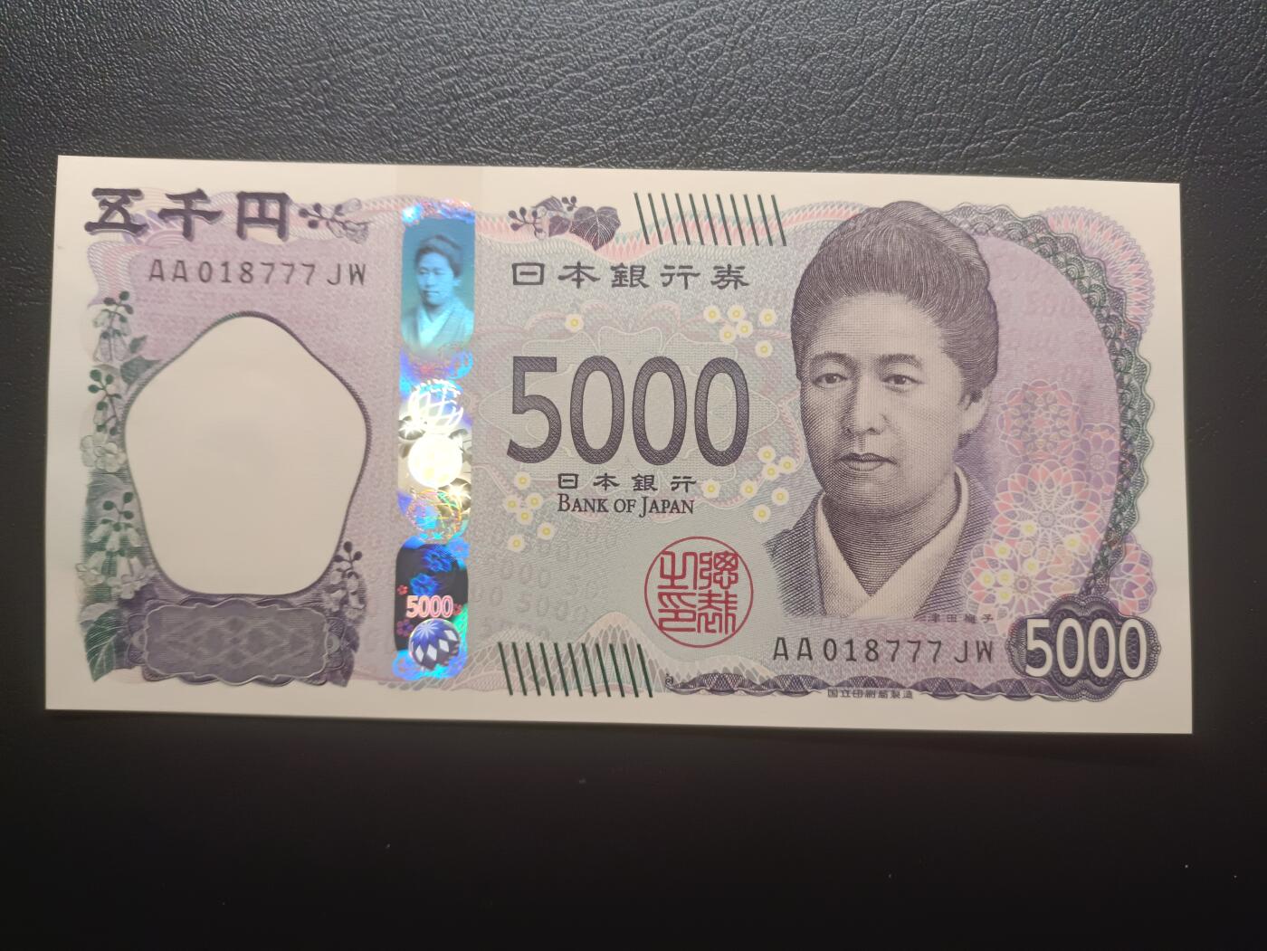 2025七月第一期（总第183期） 日本2024版5000円UNC首冠AA豹子号777，津田梅子和紫藤花