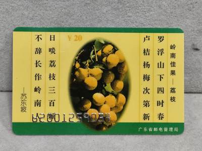 电话卡第四期 - 广东省邮电管理局200卡96 J6， 岭南佳果-荔枝