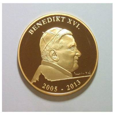 梵蒂冈2013年 教皇本笃十六世+大教堂高浮雕精制大镀金章 40MM - 梵蒂冈2013年 教皇本笃十六世+大教堂高浮雕精制大镀金章 40MM