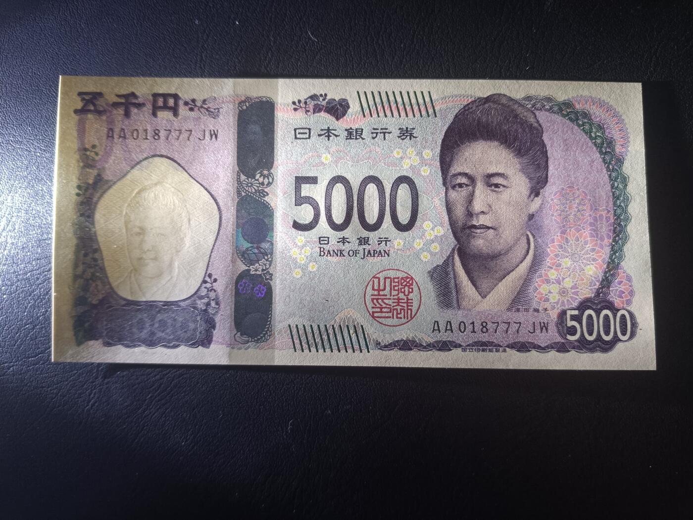 2025七月第一期（总第183期） 日本2024版5000円UNC首冠AA豹子号777，津田梅子和紫藤花