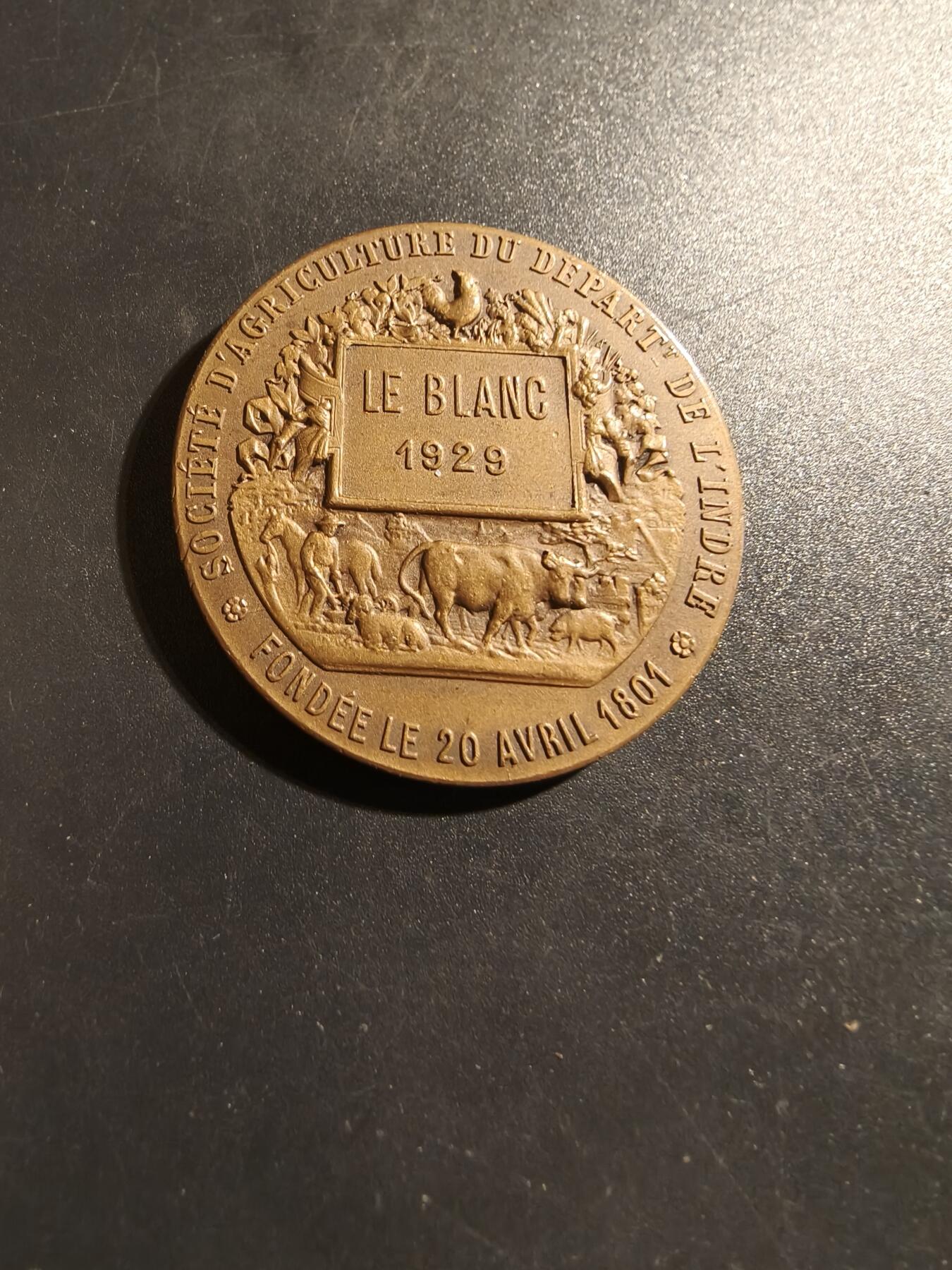 老王徽章第133期 法国农业大铜章   1929年    直径43mm    重量36.2g
