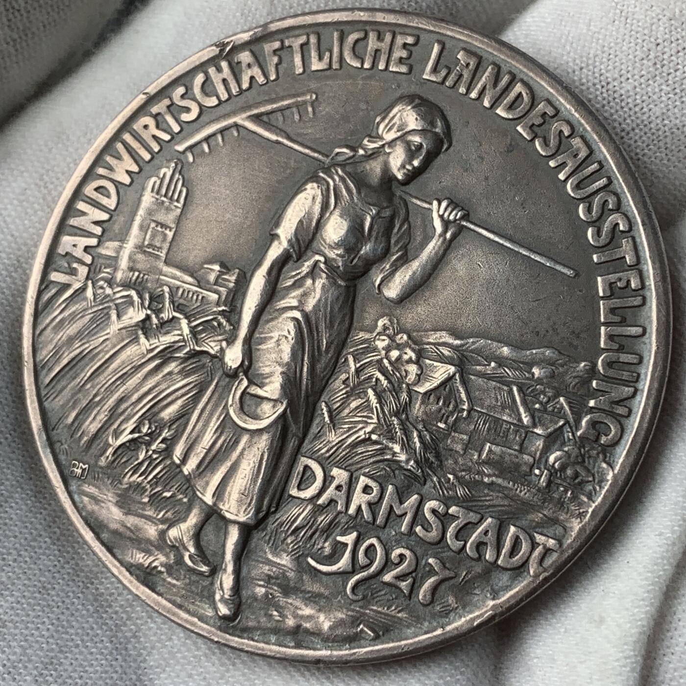 掌中浮雕-藏着的欧洲第031场 1927年德国达姆施塔特农业展览会银奖章，50mm，48g，原盒