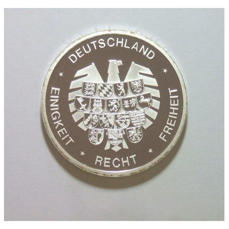 德国2006年 德累斯顿大教堂+州徽+鹰徽高浮雕精制镀银章 36MM