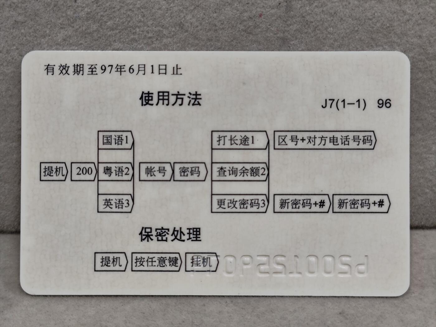 电话卡第三期 广州电信局200卡96 J7， 献给六一儿童节