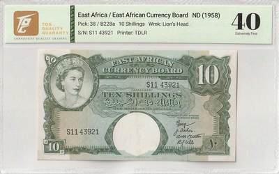 2025七月第一期（总第183期） - 英属东非1958版10先令TQG40分，大冠女王，少见品种