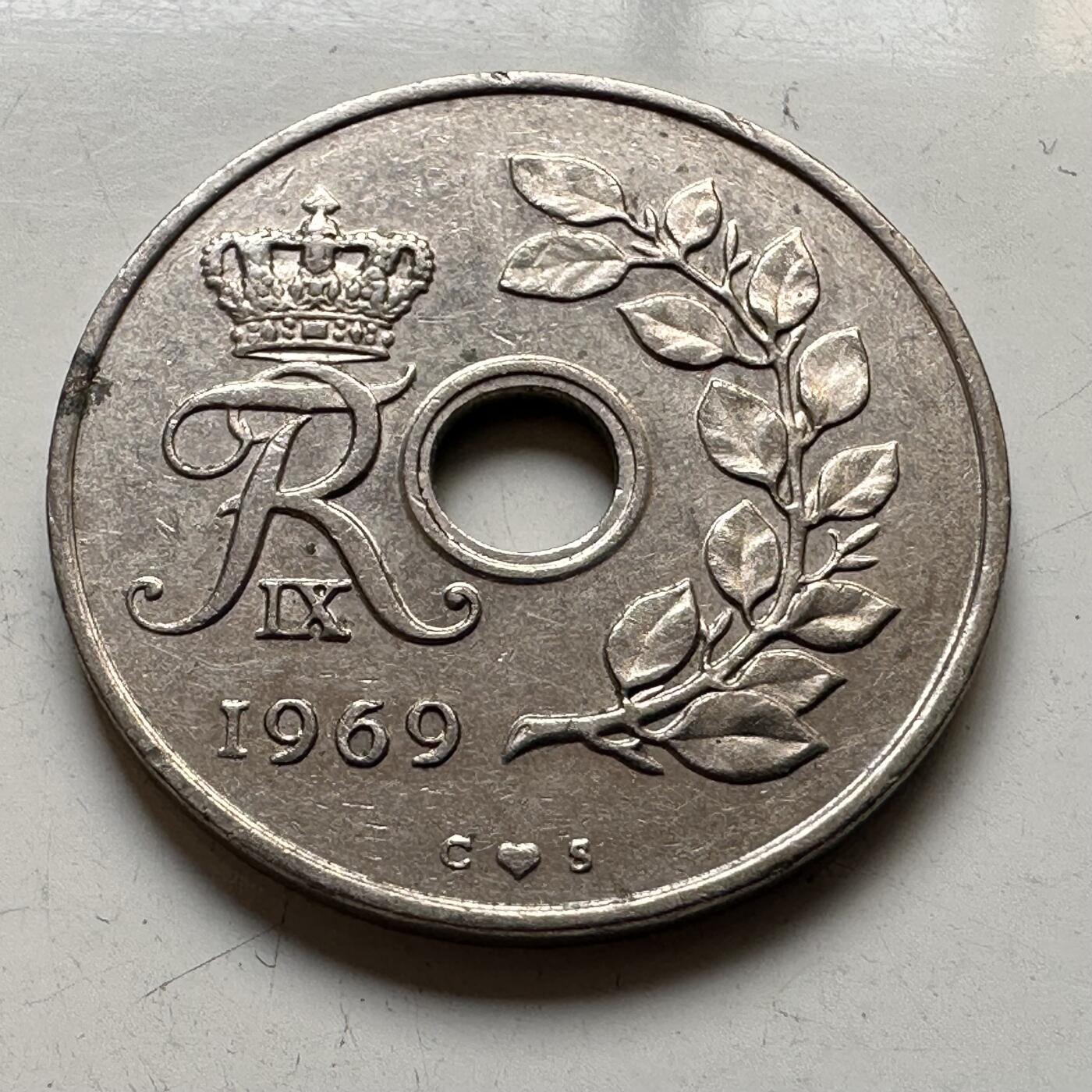 🌹外币初藏🌹🐯2025年第73场  周二无佣金特价场 丹麦1969年25欧尔
