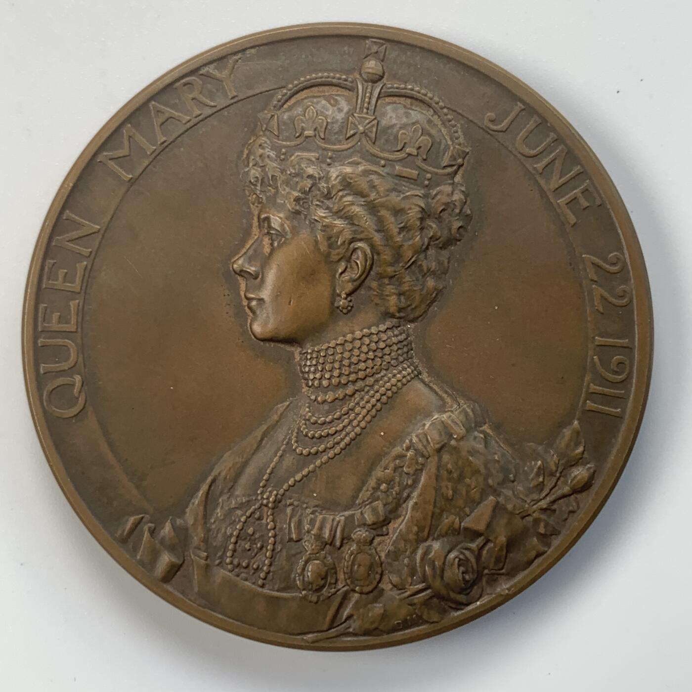 掌中浮雕-藏着的欧洲第031场 1911年英国乔治五世登基纪念铜章，51mm，原盒