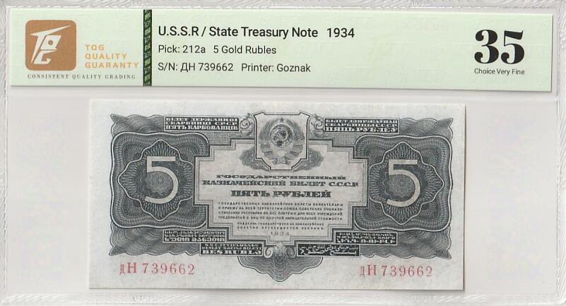 2025七月第一期（总第183期） 苏联1934版5金卢布TQG35分，苏联历史上第二套可兑换金币的卢布券品种，仅发行三年被切尔文券代替