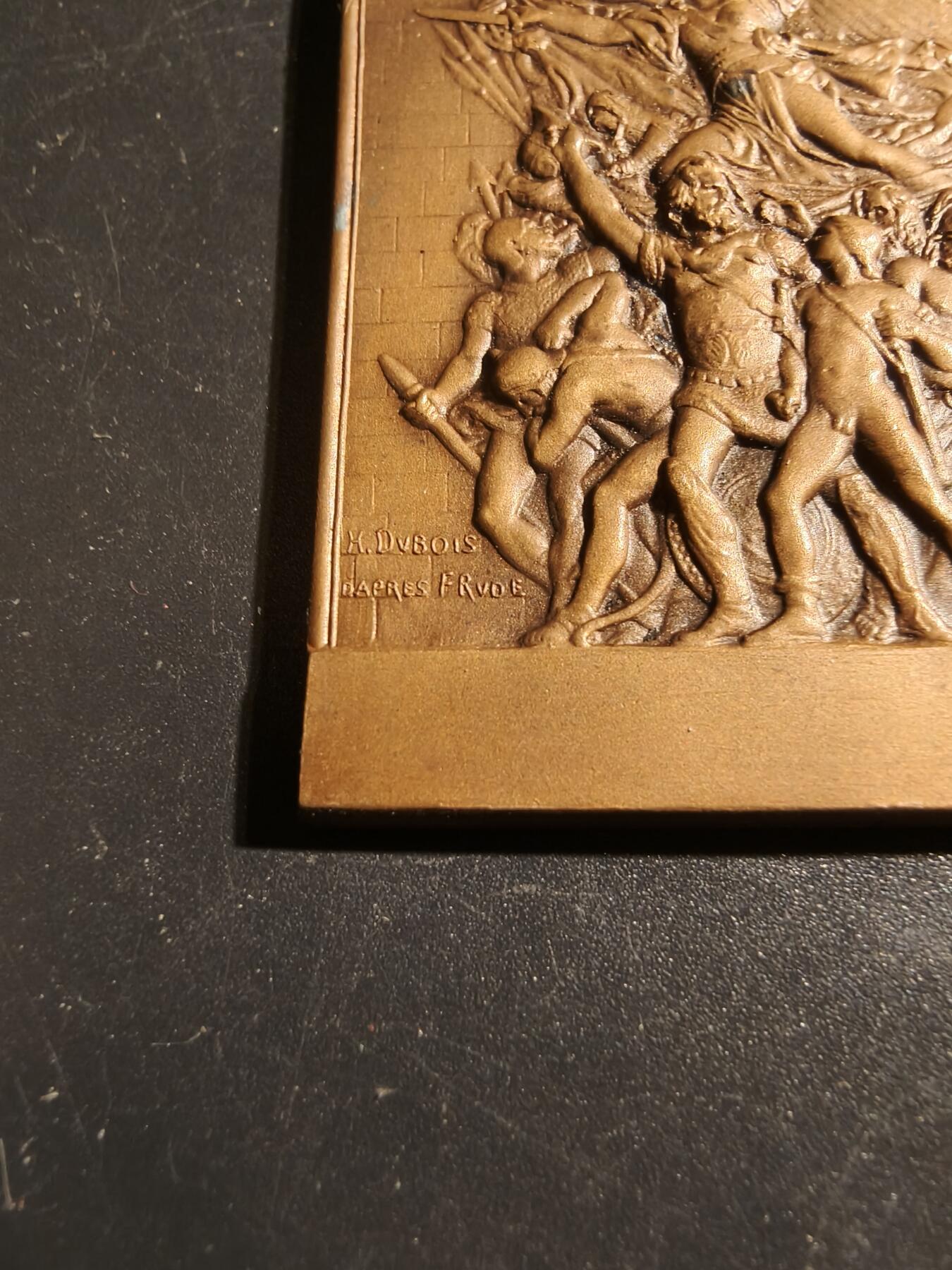老王徽章第133期 法国军事教育联合会方形大铜章    原盒   尺寸51×40mm    重量54.8g     杜布瓦名作