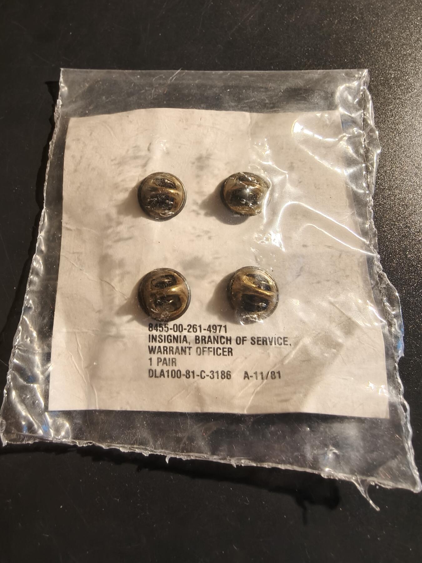 老王徽章第133期 美国陆军准尉领章一组   未拆封