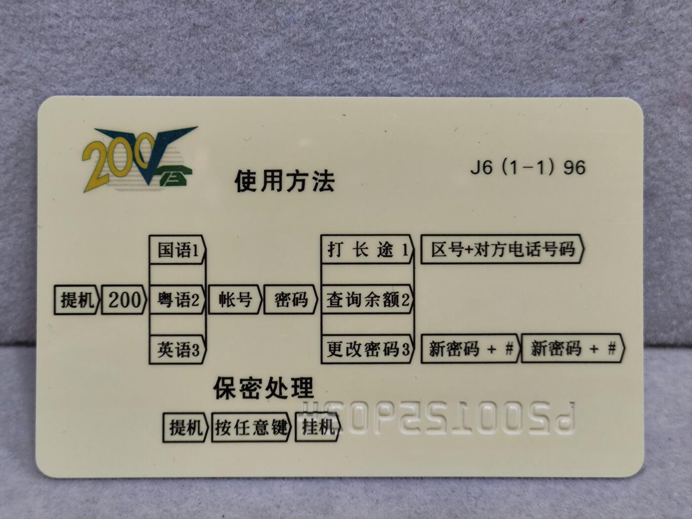 电话卡第三期 广东省邮电管理局200卡96 J6， 岭南佳果-荔枝
