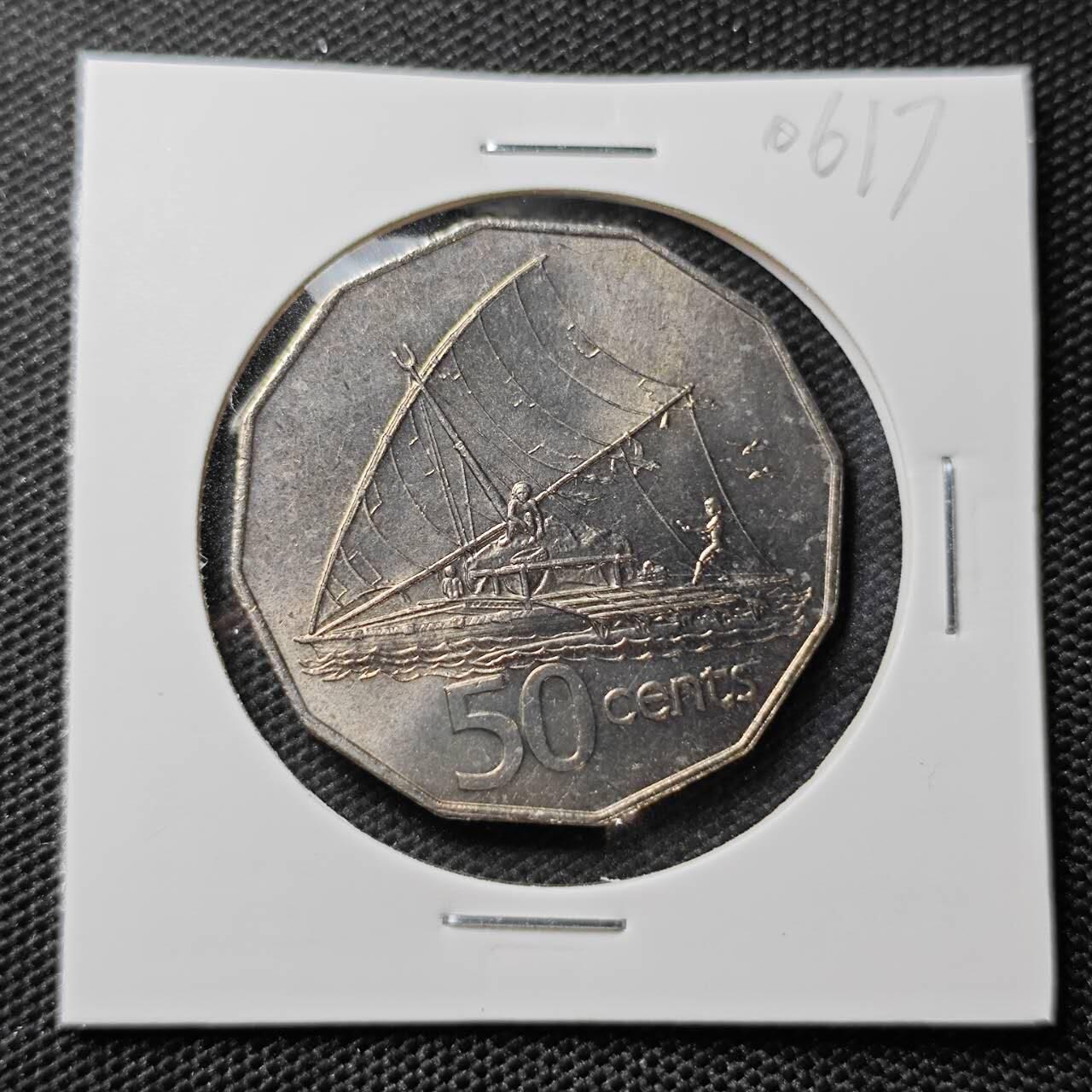 KK钱币收藏小铺 第306期 2月预留时间 周末发货  1987斐济50分 好品