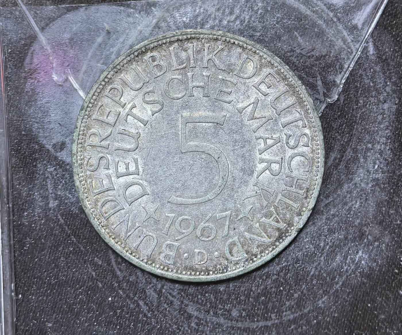 北京马甸外国币专卖第142期，外国币专场，陆续上拍，欢迎关注  德国1967年5马克银币 老鹰硬币 西德联邦德国29mm11.2g 625银