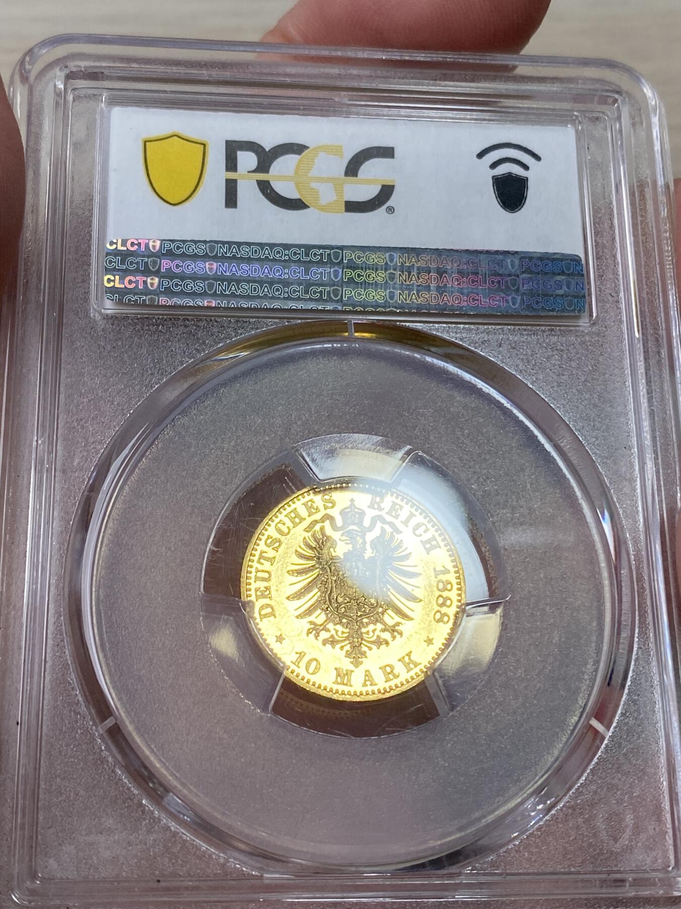 万国钱币拍卖第049期（万国夏季大拍） PCGS PR63CAM 1888年德国普鲁士三皇之年腓特烈三世10马克金币 罕见精制弗三短翅金币 精制黄金纯黑镜面底板 3.98g 900金