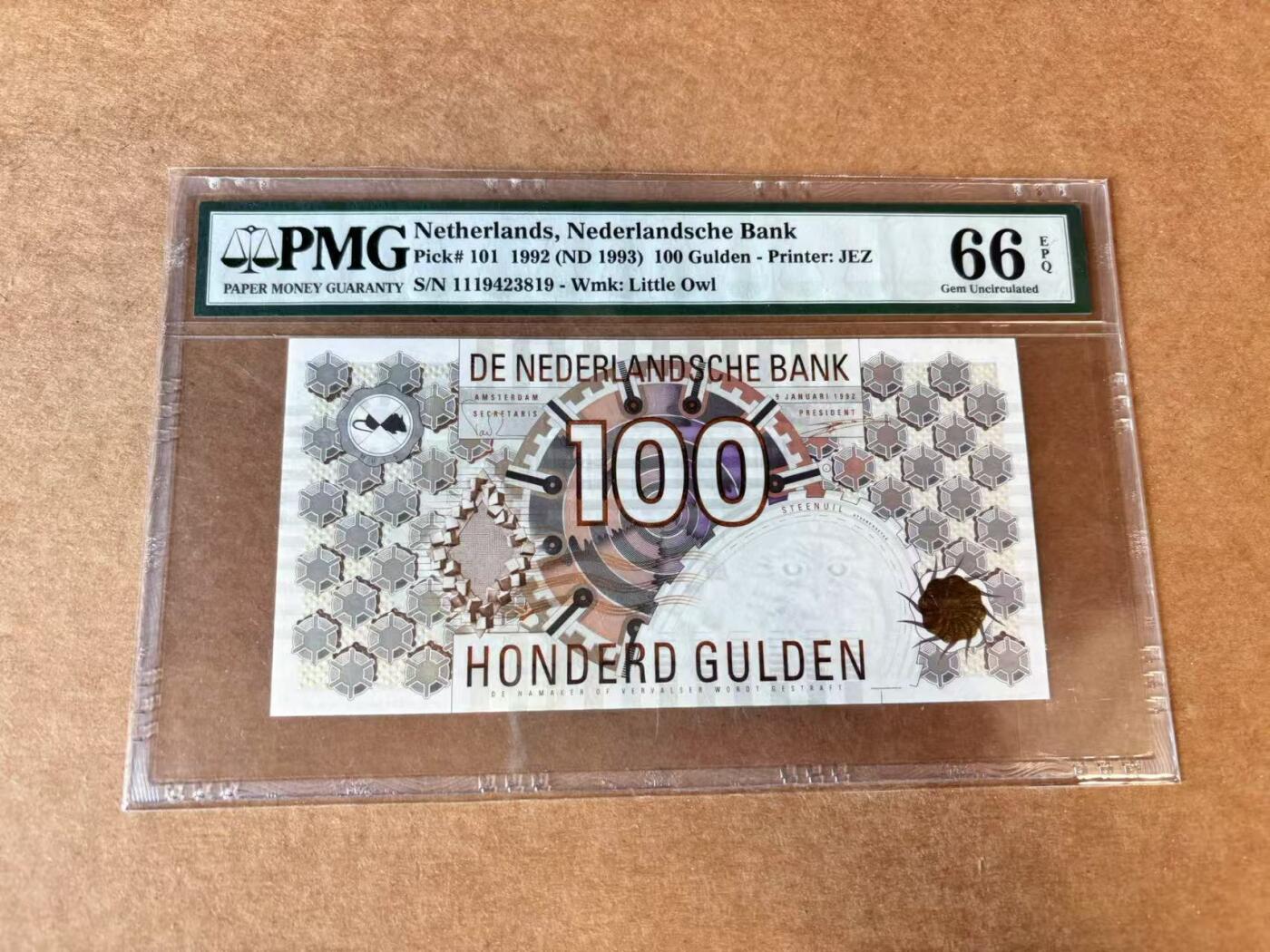 【七百期大拍 拍品火热征集中】✨Blue Auction 世界纸币精拍第691期【精】 荷兰 1992年100盾 PMG66EPQ 