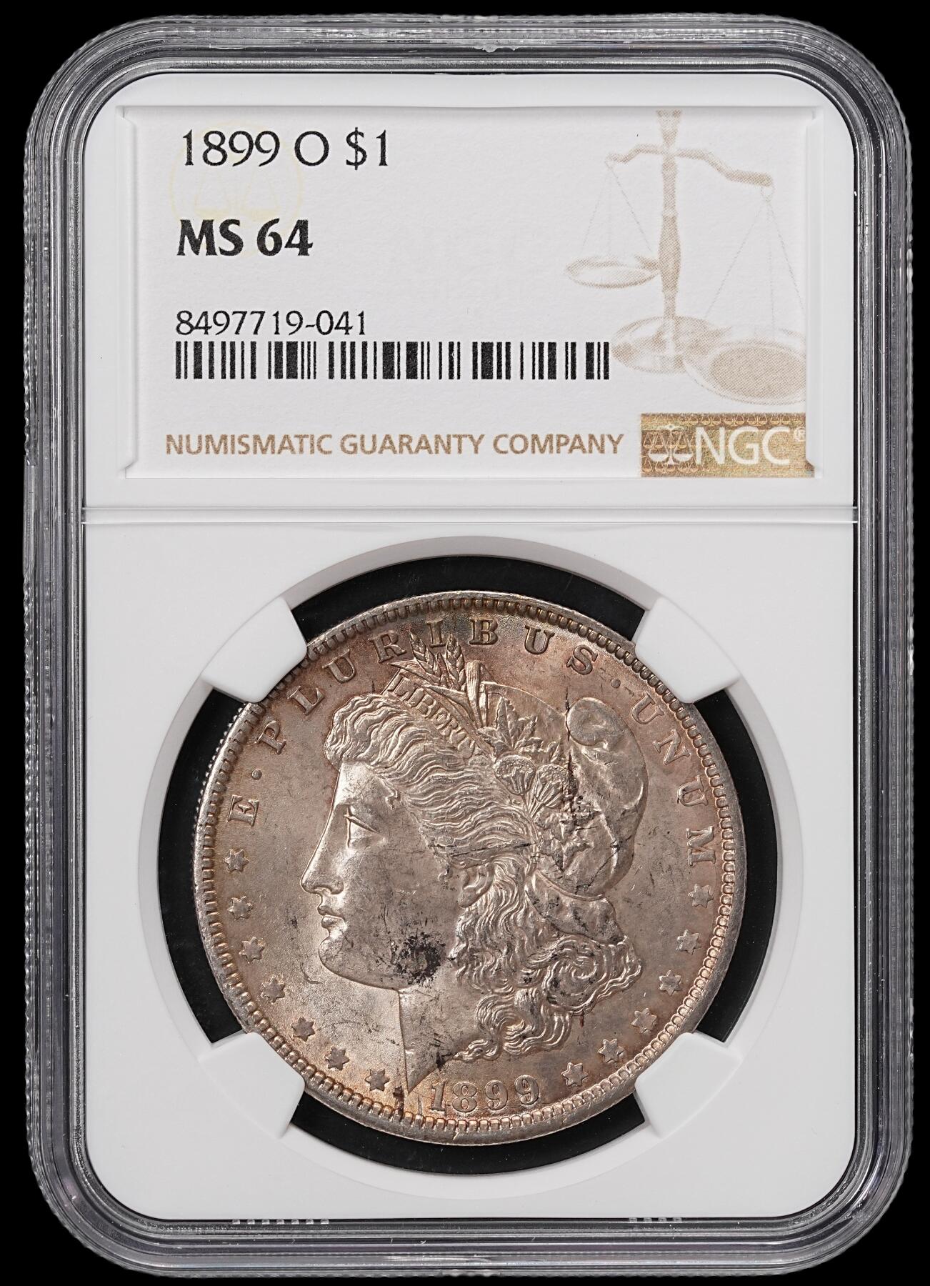 修遠堂世界钱币第七十七期 NGC MS64 1899年美国摩根大银币 O厂铭