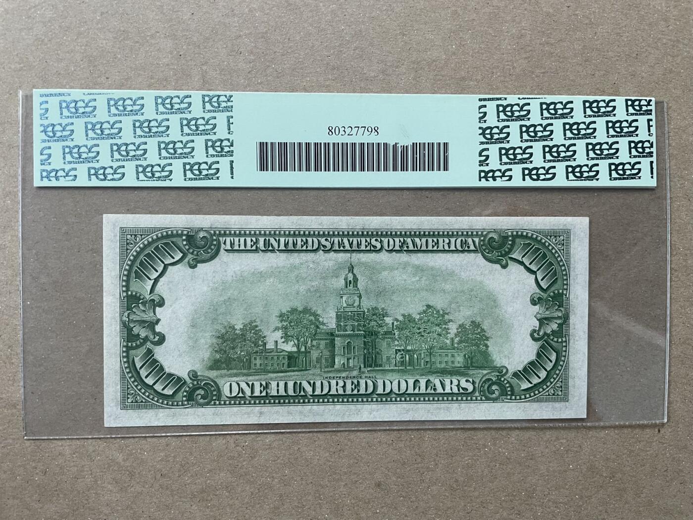 美国1934年100美元 芝加哥分行发行 PCGS65PPQ