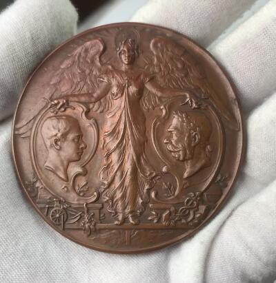 掌中浮雕-藏着的欧洲第031场 1898年奥地利弗朗茨登基50周年纪念铜章，63mm