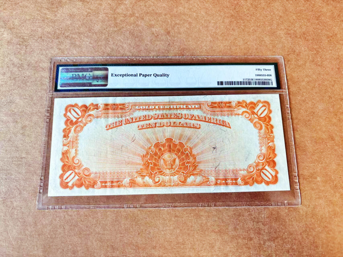 【七百期大拍 拍品火热征集中】✨Blue Auction 世界纸币精拍第691期【精】 美国 1907年（非常见1922版）10美金 黄金券 中西部黄金宝藏特标 大票幅 金黄色的油墨及凹凸感佳 票面硬挺白皙 美国第一任财政部长迈克尔-希雷加斯 升值品种 PMG53EPQ 近新原票 该年份价值更高
