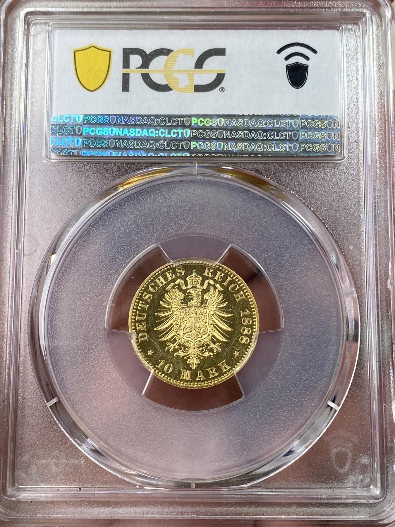 万国钱币拍卖第049期（万国夏季大拍） PCGS PR63CAM 1888年德国普鲁士三皇之年腓特烈三世10马克金币 罕见精制弗三短翅金币 精制黄金纯黑镜面底板 3.98g 900金