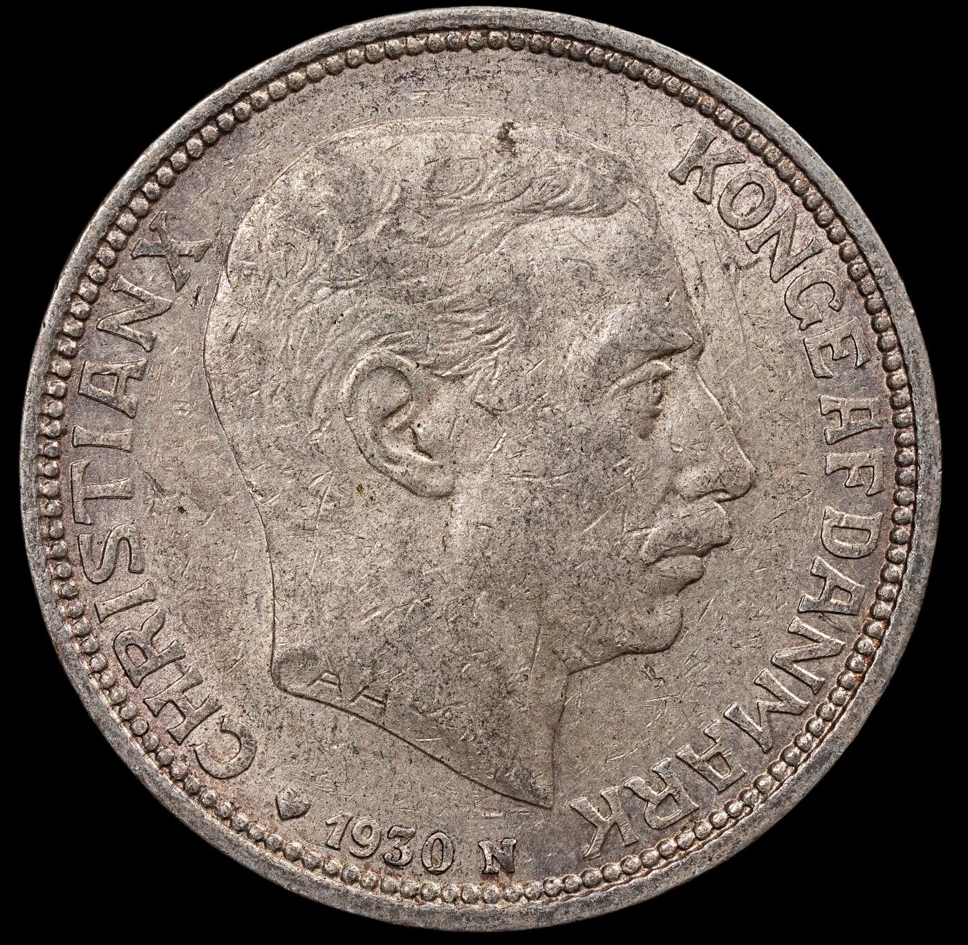 修遠堂世界钱币第七十七期 1930年丹麦国王60大寿纪念2克朗银币 15g，含银80%
