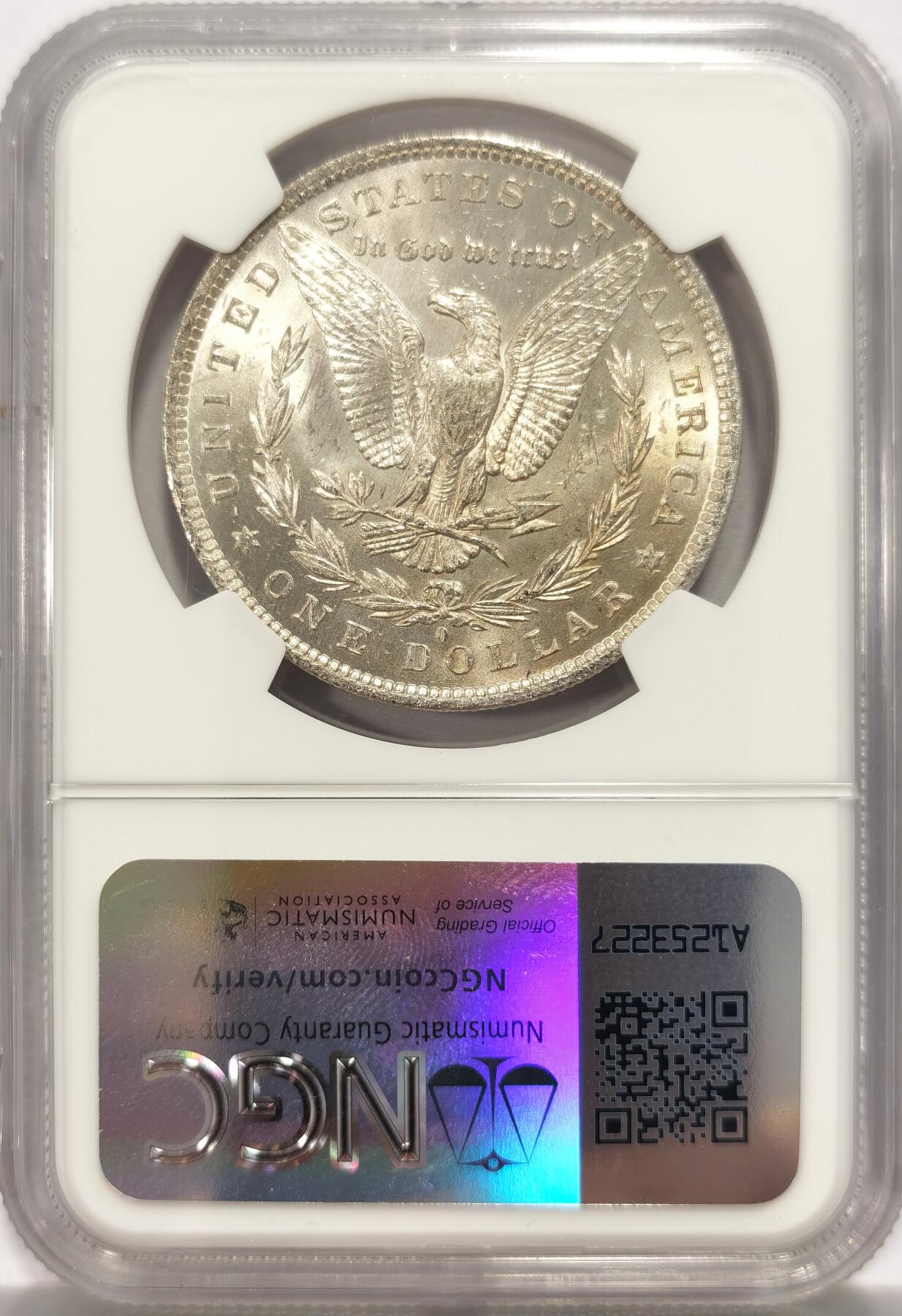 博洋堂世界钱币拍卖第130期（全场包邮） NGC MS63 美国1884年O版摩根银币，币面干净利落，非常漂亮