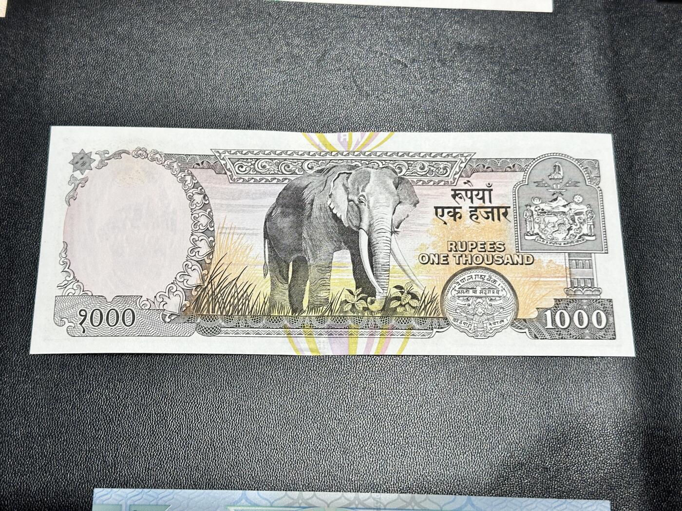 《外钞收藏家》第五百四十四期（本期大蚂蚁、英镑首发、港币等精品以及品种丰富的裸币）（本平台长期征集拍品、欢迎藏友们联系合作） 尼泊尔1000卢比 全新UNC