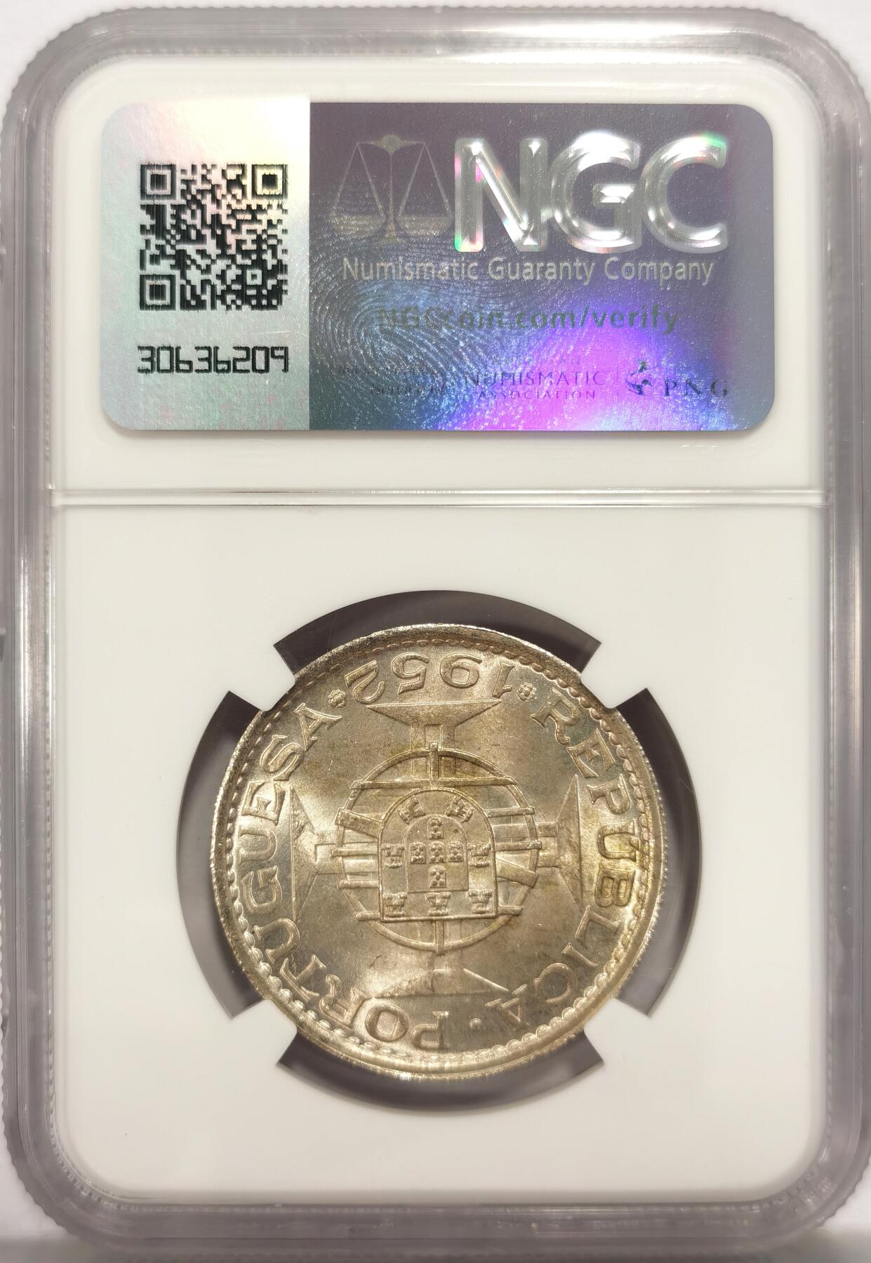 博洋堂世界钱币拍卖第130期（全场包邮） NGC MS65 澳门1952年5PATACAS，真正的开卷顶级品相