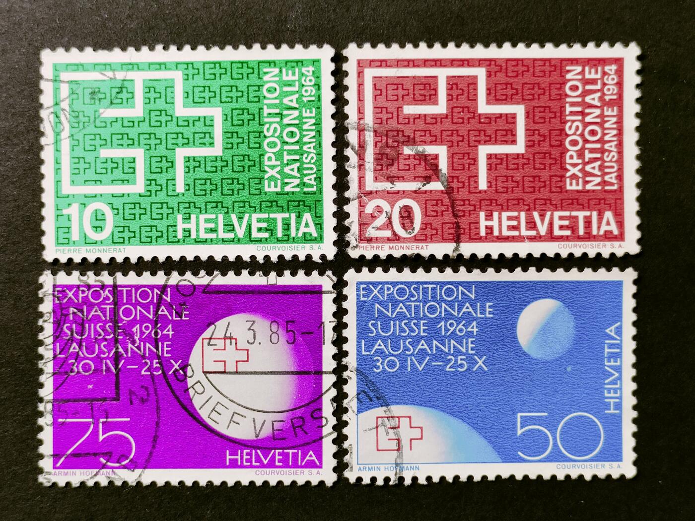 ↓君缘收藏524期☞钱币邮品↓无佣金、可寄存、满30元包邮  瑞士邮票，1963年洛桑州博览会邮票4全