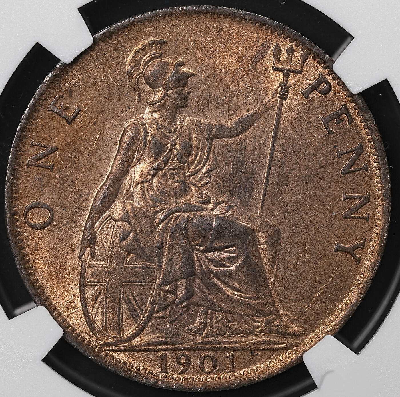 修遠堂世界钱币第七十七期 NGC MS62RB 1901年英国1便士铜币