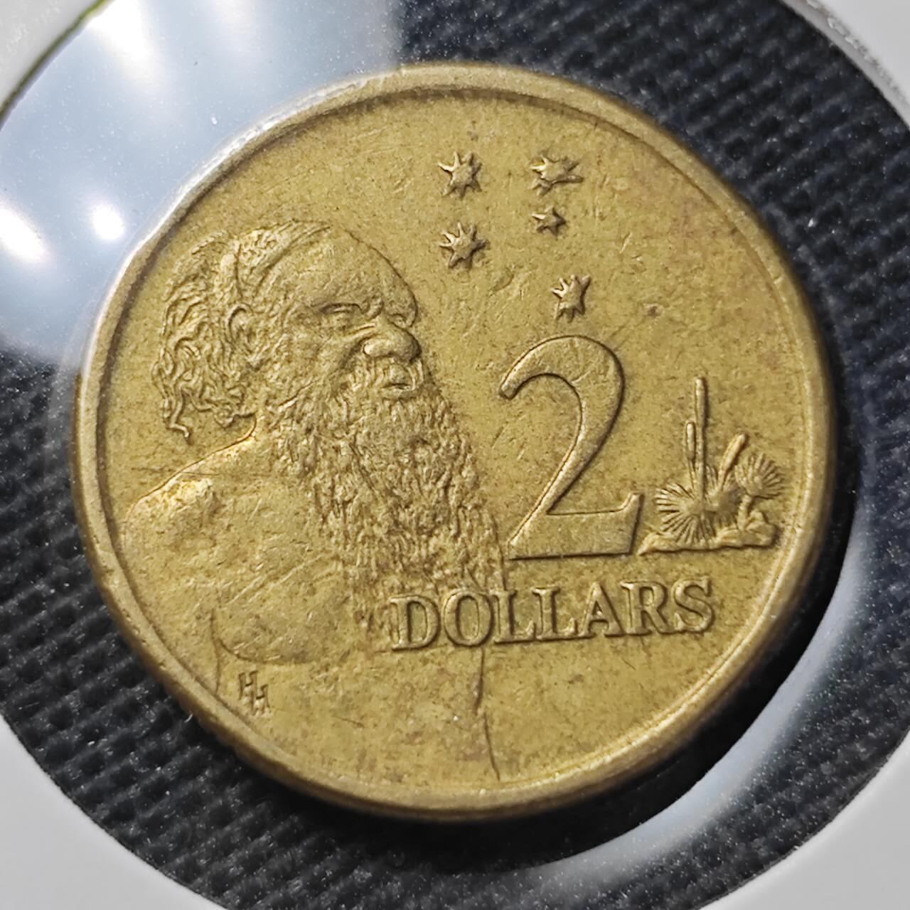 KK钱币收藏小铺 第306期 2月预留时间 周末发货 1988澳大利亚土著人2元 