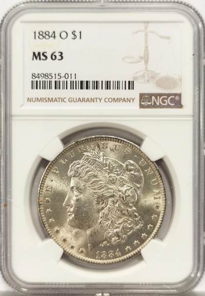 博洋堂世界钱币拍卖第130期（全场包邮） - NGC MS63 美国1884年O版摩根银币，币面干净利落，非常漂亮