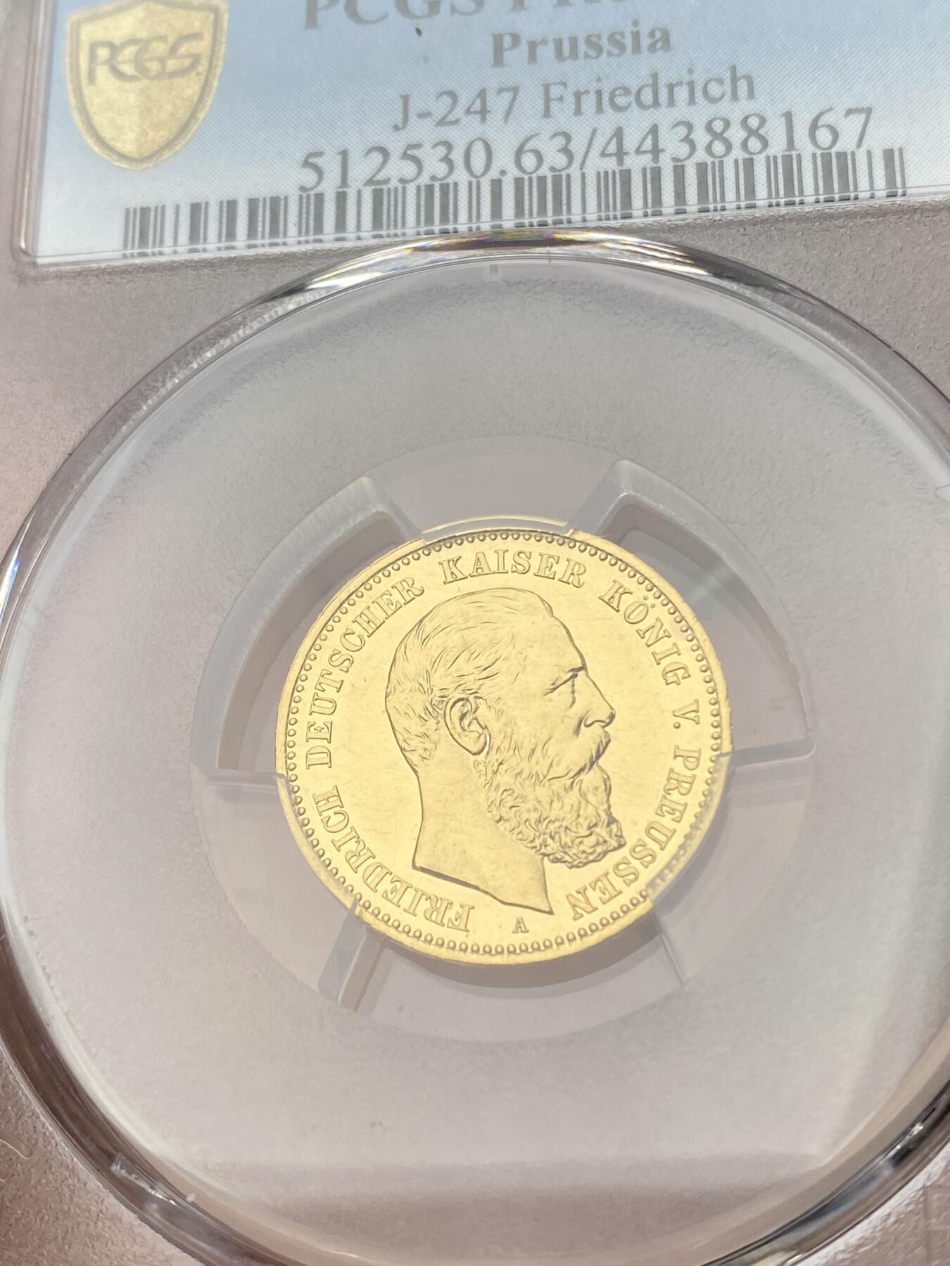 万国钱币拍卖第049期（万国夏季大拍） PCGS PR63CAM 1888年德国普鲁士三皇之年腓特烈三世10马克金币 罕见精制弗三短翅金币 精制黄金纯黑镜面底板 3.98g 900金
