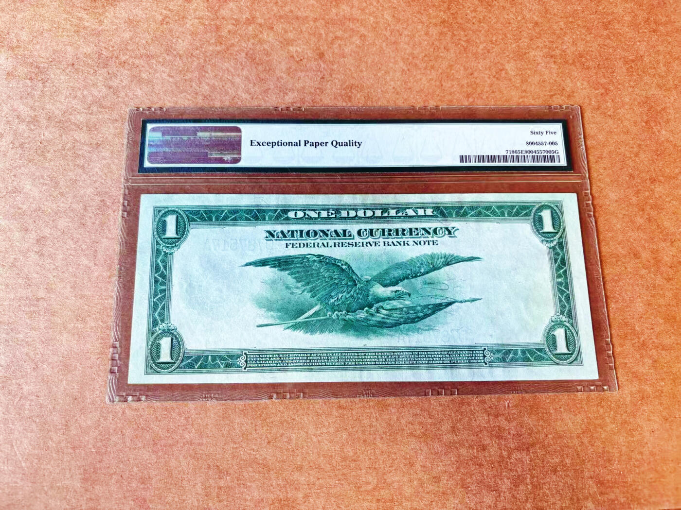 【七百期大拍 拍品火热征集中】✨Blue Auction 世界纸币精拍第691期【精】  美国 1918年1美金 擎握国旗的大飞鹰 雕刻惟妙惟肖 华盛顿头像 大票幅 PMG65EPQ 克利夫兰版