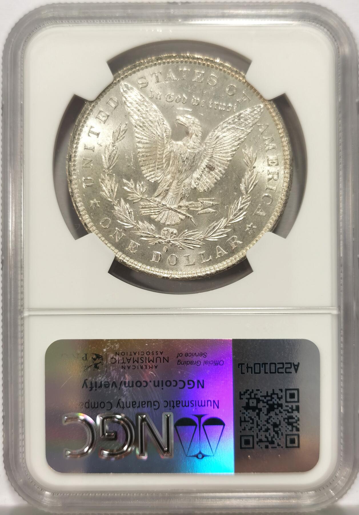 博洋堂世界钱币拍卖第130期（全场包邮） NGC MS63 美国1883年O版根银币，爆光BU品质，藏家必备品质