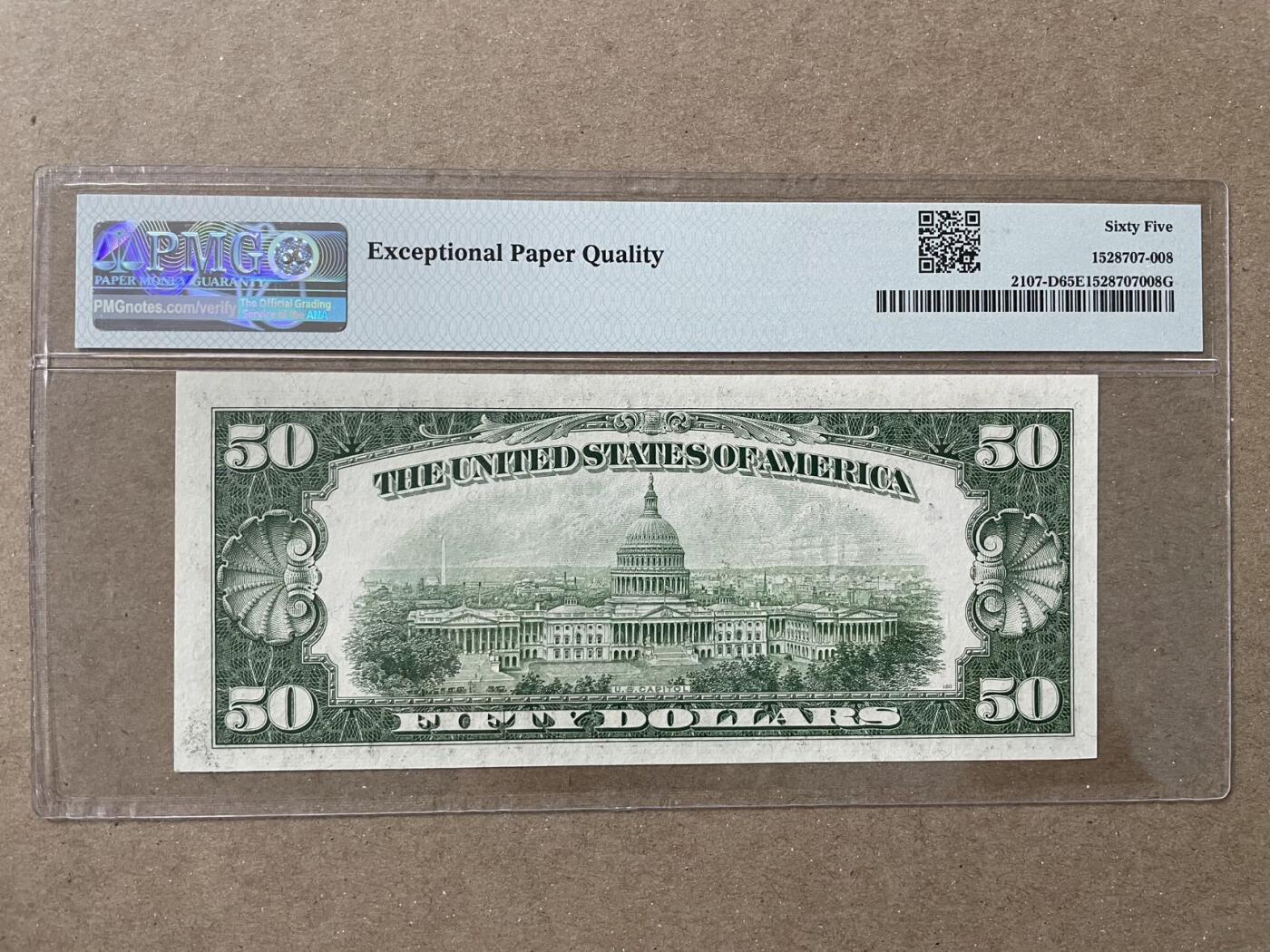 美国1950年D版50美元 克利夫兰联储分行发行 PMG65EPQ D04096838A